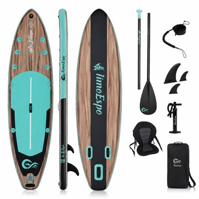 Jurrys SUP Board - Max 190kg - Opblaasbaar - Paddle board - Verstelbare paddle - Leash - Pomp - Draagtas - 335x83cm - Mintgroen