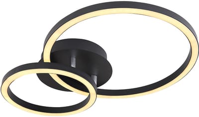 Plafondlamp designlamp plafondlamp rond licht woonkamer ring licht aan te passen, metaal acryl, 1x LED 18W 600Lm, LxBxH 42x30x7,5 cm