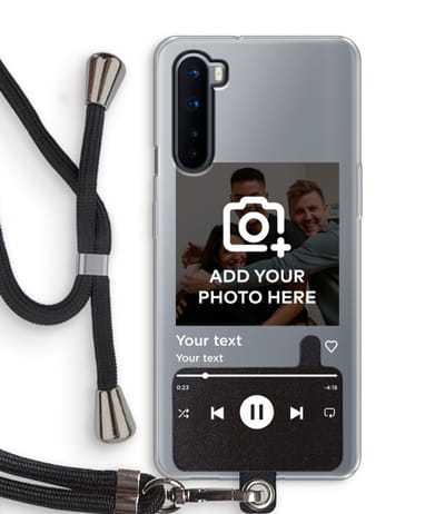 Gepersonaliseerd - Case Company® - Hoesje met koord geschikt voor OnePlus Nord hoesje met Koord - Music Player - Telefoonhoesje met Zwart Koord - Bescherming aan alle Kanten en Over de Schermrand