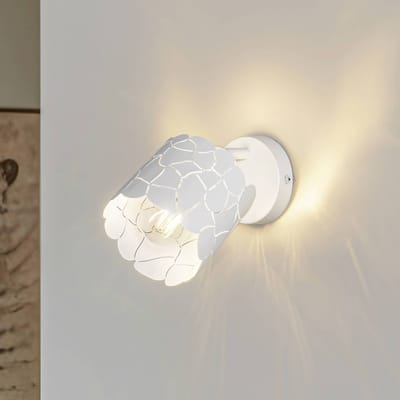 Lindby - wandlamp - 1licht - Metaal - H: 13 cm - E27 - wit