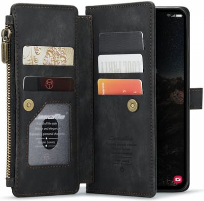 CaseMe C30 Hoesje Geschikt voor Samsung Galaxy S24 | Wallet Zipper Book Case met Pasjeshouder | Beschermhoes met Portemonnee | Zwart