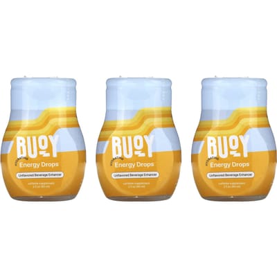 Buoy Hydration, Hydraterende Energie Druppels, Drankverbeteraar, Ongezoet, 3 Stuks, 2 fl oz (60 ml) Elk