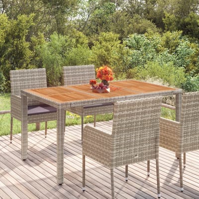 vidaXL - Tuintafel - met - houten - blad - 150x90x75 - cm - poly - rattan - grijs