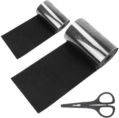 SnelShoppen - Zelfklevende Stof, Zwarte Stof Reparatietape, Waterdichte Textieltape, Twee Maten Verkrijgbaar, Inclusief Schaar voor Tent, Meubels, Lui