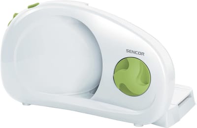Inklapbare elektrische allessnijder - krachtig en compact - inox lemmet - 170 mm - instelbare snijdikte 0-15 mm - ideaal voor ham worst brood kaas - 100 W - SFS 1000 WH - wit Bread Slicer