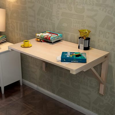 Opklapbare Wandtafel - Neerklapbaar Blad Bureau - Thuiswerken Keuken - Ruimtebesparend Ontwerp - 60x45cm - Naturel Hout