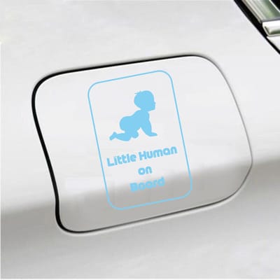 Bumpersticker - Little Human On Board - 15 X 10 - Licht Blauw