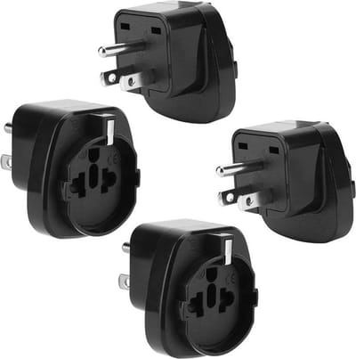 Intirilife 4x stopcontact adapter in ZWART - set van 4 type B naar EU Schuko stopcontact power adapter reisstekker voor bijv. Amerika, Japan, Canada, Thailand - type B reisadapter power plug converter