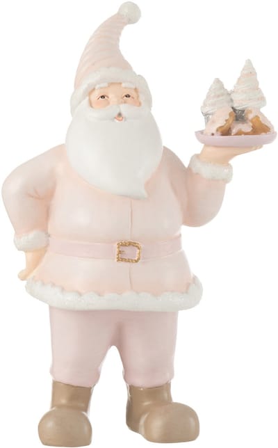 J-Line figuur Kerstman cake - polyresin - wit/roze