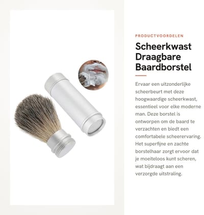 Dailygoods- Baardborstel - Draagbare Scheerkwast - Veganistisch - Superfijn/Zacht Borstelhaar - Verzorgingsset - Aangename Scheerervaring