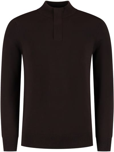 Pure Path Trui Regular Fit Half Zip Knitwear 25030815 96 Dark Brown Mannen Maat - S