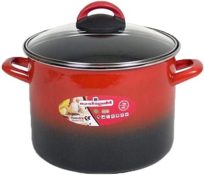 Kookpan Met Deksel - Hoge Pan - Eten Bereiden - Dubbele Non-stick Laag - 20 cm - Rood