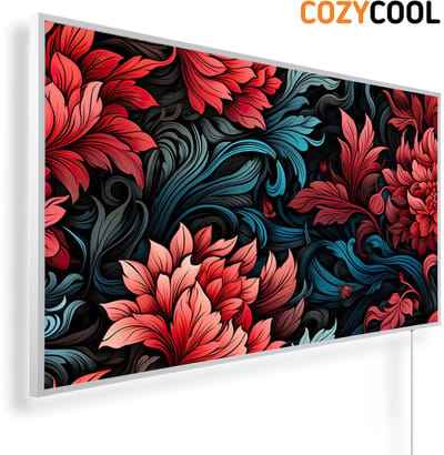Infraroodpaneel met afbeelding | Levendig bloemenpatroon | 1200 Watt | Witte lijst | Infrarood verwarmingspaneel | Infrarood paneel | Infrarood verwarming