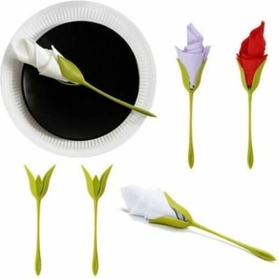 Servethouder - MKK20 - 4 STUKS - Tafeldecoratie - Kunststof - Groen - 19,8 x 5,5 cm groen