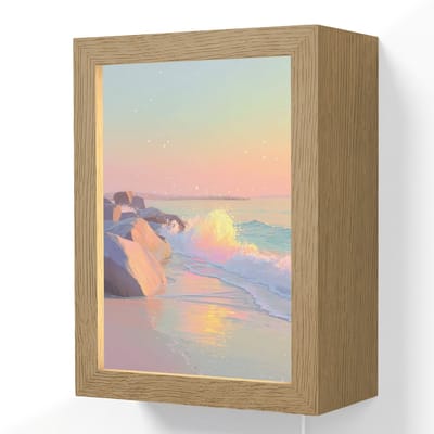 Wandlamp 15x20 cm - Oplaadbaar - Zomerlicht - Strand - Fonkelende accenten - Wandlampen binnen woonkamer - Slaapkamer lamp met kabel - Decoratieve nachtlamp - Vloerlamp snoer