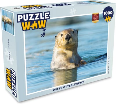 Puzzel Witte otter zwemt - Legpuzzel - Puzzel 1000 stukjes volwassenen