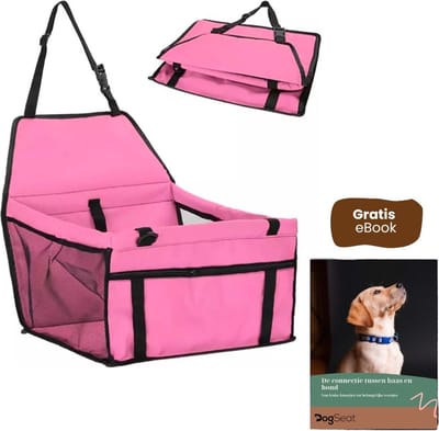 DogSeat® Buddy - Luxe Hondenmand Auto - Autostoel hond - Reisbench hond - Autogordel hond - Roze