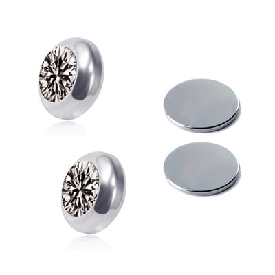 Fako Bijoux® - Oorbellen - Magneet - Magnetisch - RVS - 8mm - Kristal - Grijs