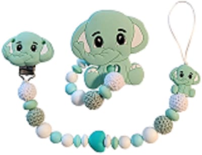 Siliconen set tutterkoord olifant Mint groen