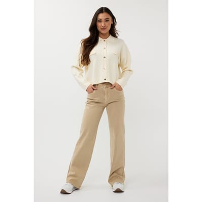 EsQualo Cardigan Jacquard 2tone Off White Maat: XL | Overhemden Outlet | Dames | Beige