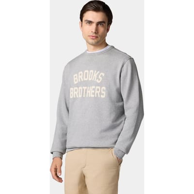 Brooks Brothers Terry Logo-embroidered Crewneck Sweatshirt Light Grey Maat: S | Sweaters Outlet | Heren | Grijs