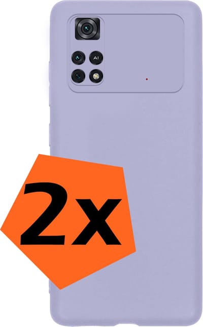 Hoes - 2 Stuks - Geschikt voor Xiaomi Poco X4 Pro 5G - Sterk & Shockproof - Case Siliconen - Back Cover - Telefoon Hoes - Lila