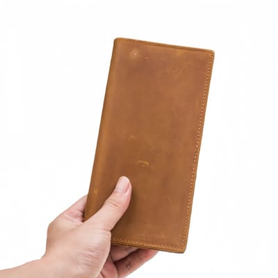 Lange portemonnee - Een geschikt cadeau voor je man - Leer - 9*19*2 cm - Bruin - 1 stuk
