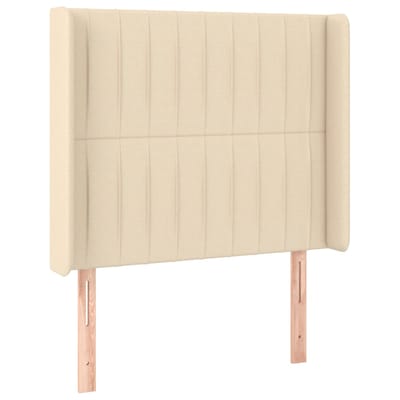 vidaXL - Hoofdbord - met - randen - 83x16x118/128 - cm - stof - crèmekleurig