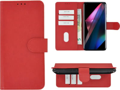Geschikt voor Oppo Find X3 Hoesje - Oppo Find X3 Pro Hoesje - Bookcase Wallet Rood Cover