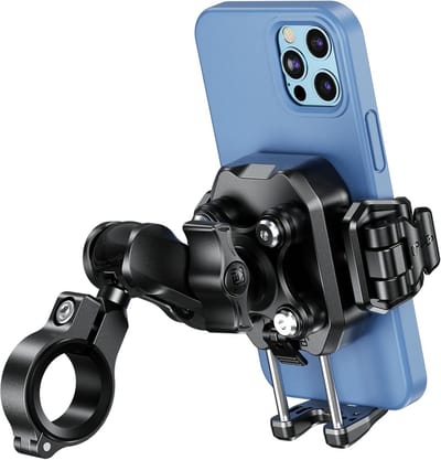 Anti-vibratie telefoonhouder met schokdempers en anti-diefstal ontwerp - 1 inch bal - geschikt voor 52"-72" - past voor telefoons tot 15 mm dikte telefoonhouder fiets met powerbank