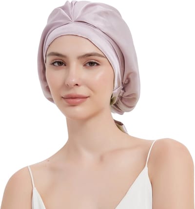 Nivard Zijden Slaapmuts - Satijnen Nachtmuts - Silk Bonnet - Sleep Cap - Haarverzorging - Satin - Verstelbaar - Voor Zacht & Stralend Haar - Licht Roze