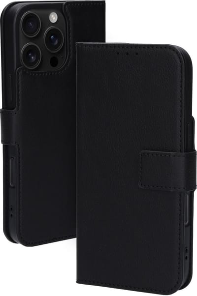 Mobiparts hoesje geschikt voor Apple iPhone 16 Pro Max - Wallet/Boekhoesje - Eco Leer - Magneet Sluiting - Opberg vakken - Zwart