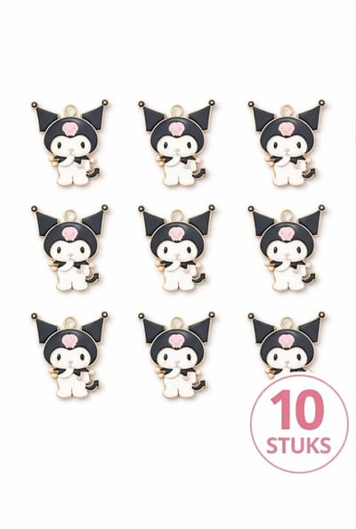 Hobby Serie – DIY Bedels – Kat Figuur – Zwart/Wit – 10 Stuks – Creatief & Sieraden Maken - EmmyRovi