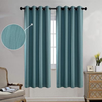 Famanu – Verduisterende gordijnen kamer verduisterende gordijnen getextureerde tule gordijnen voor raambekleding 2 panelen inch lang groenblauw