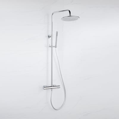 FugaFlow Eccelente Acces Regendoucheset - thermostatisch - 25cm hoofddouche - gladde slang - staaf handdouche - chroom
