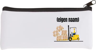 Akyol - heftruck met vallende pallet met eigen naam Etui - Heftruck - mensen die werken in de magazijn - collega's - verjaardag - afscheidscadeau - geschenk - kado - 20 bij 9 cm