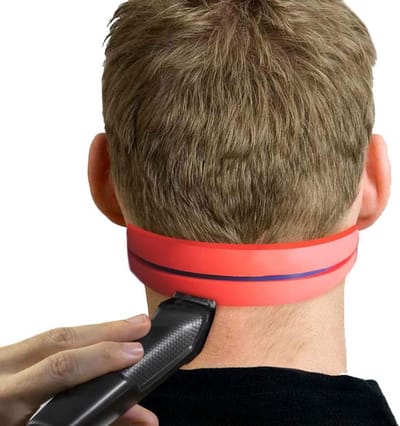 Nekcontour Scheersjabloon - Haartrimhulp Kapper - Rechte Lijnen Scheren - Antislip Herplaatsbare Band - 21.5 cm Lengte - Rood