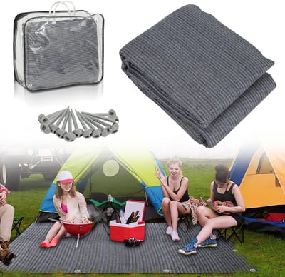 Voortenttapijt - Luifel mat - Kamperen buiten - Ademend en antislip - 200 x 200 cm - Grijs blauw