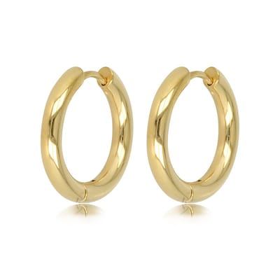 My Bendel - Oorring Goudkleurig 20mm x 3mm - Klassieke Gladde Goudkleurige Oorring van 20x3 Mm - met Luxe Cadeauverpakking | Sieraden Voor Dames