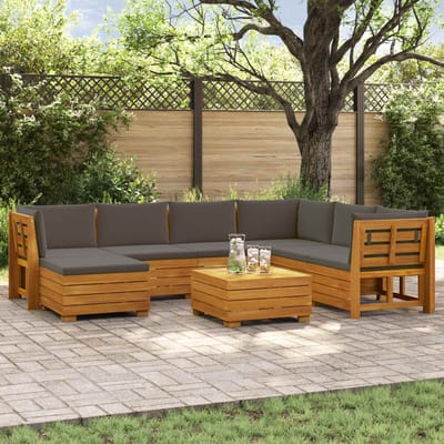 vidaXL - 8 - st - Buiten - bank - set - Massief - Acacia - Hout - Bruin