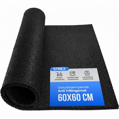 Strex Anti Trillingsmat Wasmachine en Wasdroger - 60 x 60 CM - Geluidsdempende Antislip Mat - Trillingsdemper - Rubber Mat
