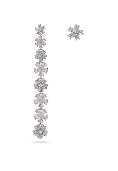 AVANT-GARDE PARIS Dangle Earrings - lange en korte bloemenoorbellen - 2 stuks - rhodium plating en asymmetrisch ontwerp