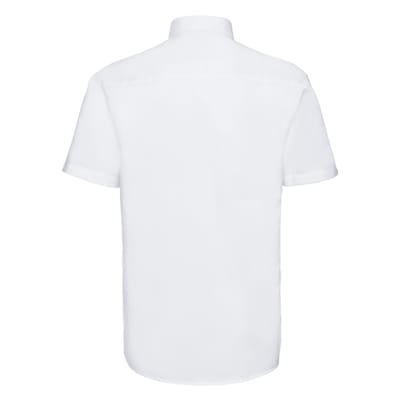 Russell Collection Heren Klassiek Effen Oxford Overhemd Met Korte Mouwen (Wit)