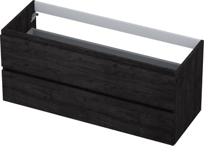 INK® wastafelonderkast 2 laden greeploos met houten keerlijst 120x45x52cm, houtskool eiken