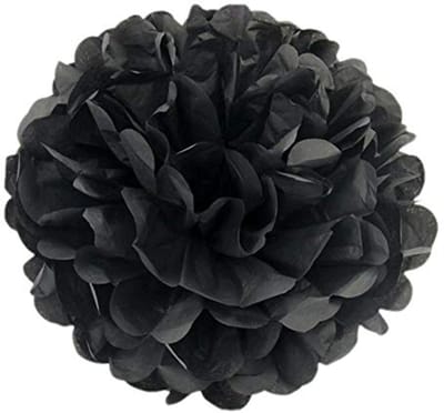 15Cm Zwart Tissue Papier Pompons voor Feesten en Decoratie - 10 Stuks