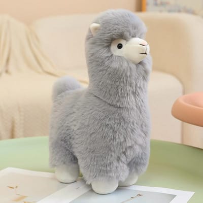 Fluwelen Alpaca Pluche Speelgoed Zachte En Comfortabele Alpaca Pop Knuffelkussen Staande Houding Schaap Zacht Knuffeldier Pop 25cm gray