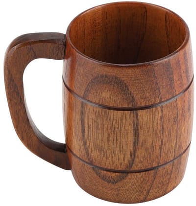 JHUBERS- Bierpul Houten 1 Liter - Eikenhouten Bierpul - Retro Bierbeker - Hoogte 10,8 cm - Diameter 8 cm - Handgemaakt Houten Kan - Bierkan