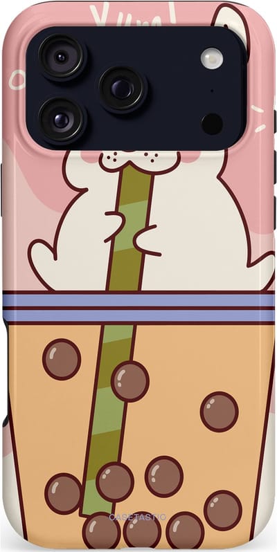 Casetastic hoesje geschikt voor Apple iPhone 17 Pro Max - MagSafe - Dubbellaagse bescherming - Bubble Tea Genot - Fashion Case - Lichtroze Zand Lichtgrijs Perzik