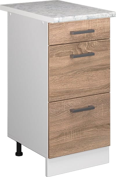 Vicco R-Line Keukenonderkast – 40 cm met laden, met marmeren werkblad Sonoma