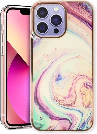 Casemania Hoesje Geschikt voor Apple iPhone 14 Pro - Twist - Siliconen Marmer Back Cover